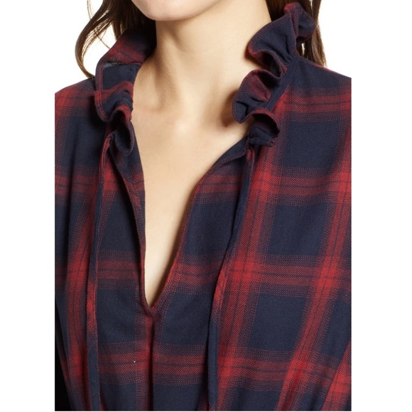 NWT The Fifth Label Nash Plaid Top Navy/Red XXS - Picture 9 of 10